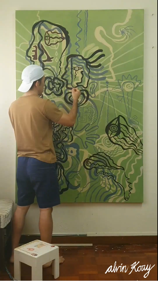 Third Hyperlapse Video of a 3-Part Serie of me Painting “The Hypocrites”, 2021. Part 3 of 3
